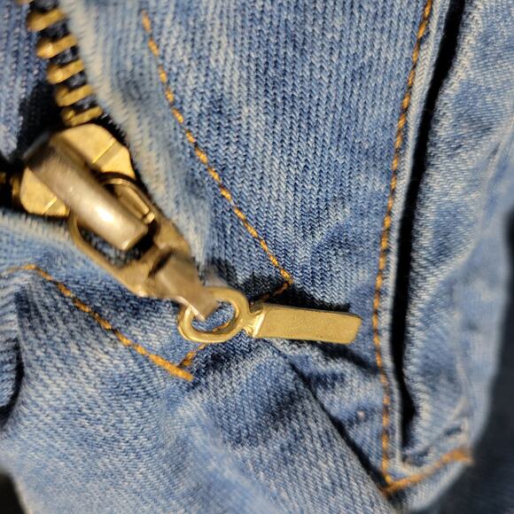 Vintage Blossom Jeans Bib Overall Blue Denim Shorts 80s Suspender Cuffed Size XS - Picture 11 of 15